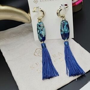 Kendra Scott Gold and Blue Tassel Earrings